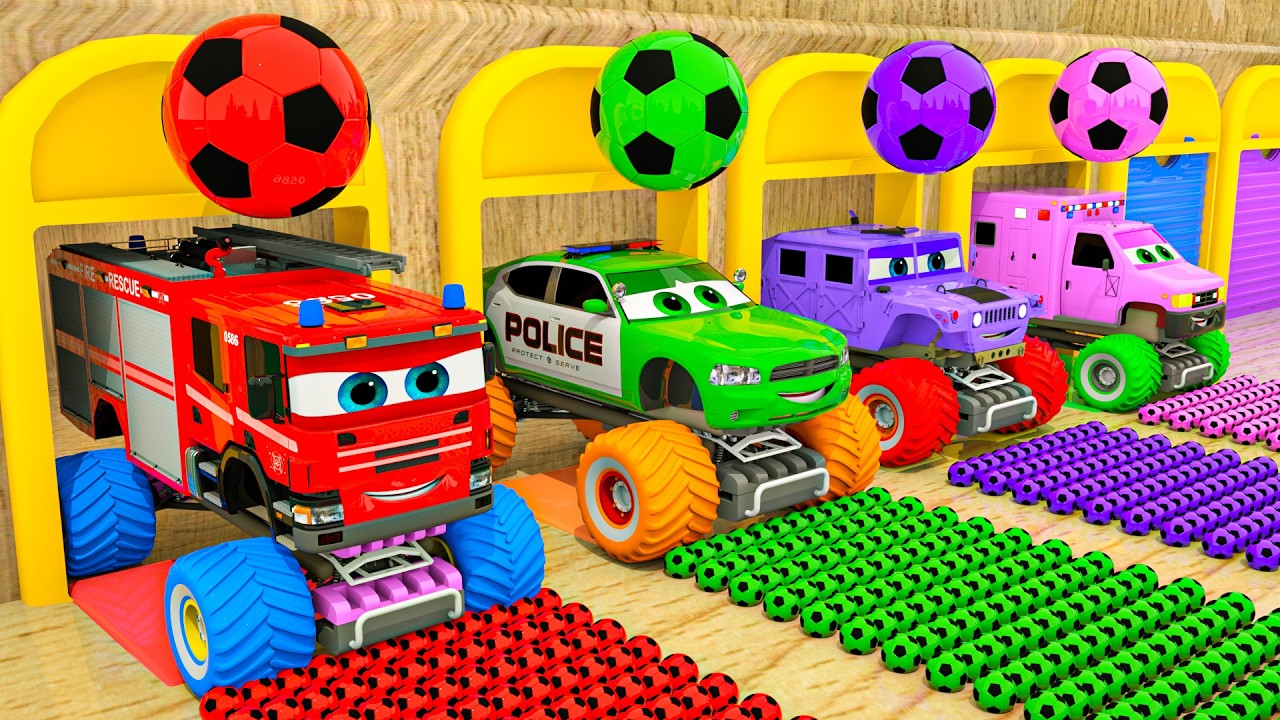 5 Little Monkey + Egg Surprise Simple kids song | Monster Trucks and Slides | Baby Nursery Rhymes