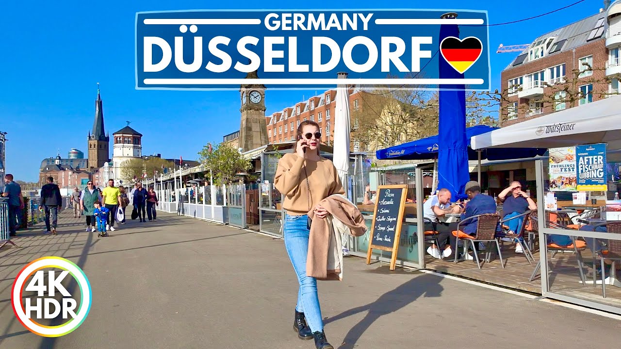 Düsseldorf City in Germany, A Summer Day in April 2024 - 4K HDR Walk