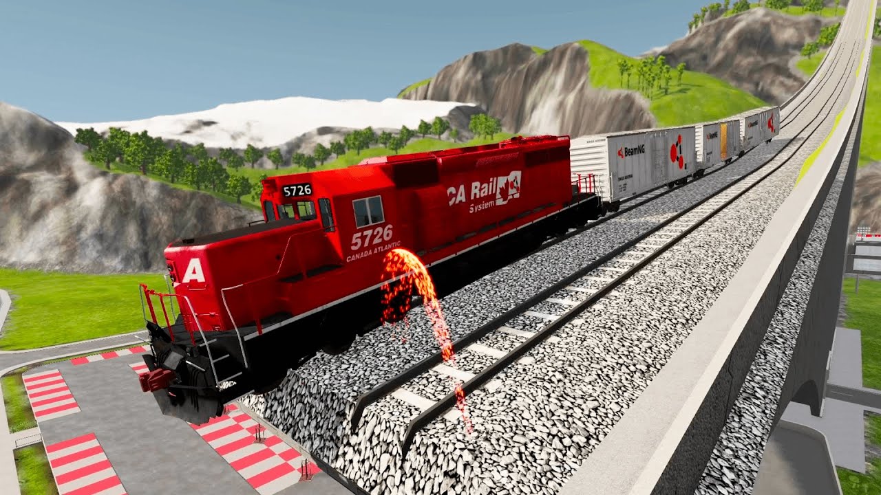 Train vs Giant Ramp #1 - Experiment BeamNG.drive