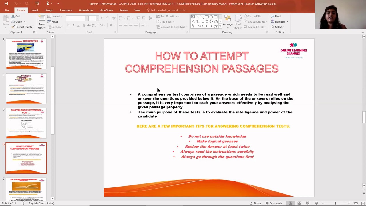 Free school lessons online Grade 11 English - Lesson 1 for 2020.