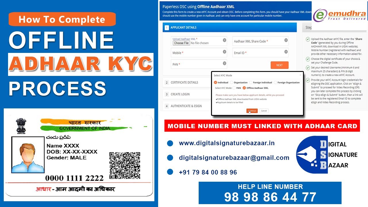 New adhaar based paperless digital signature by emudhra | Offline Adhaar KYC paperless DSC | eMudhra