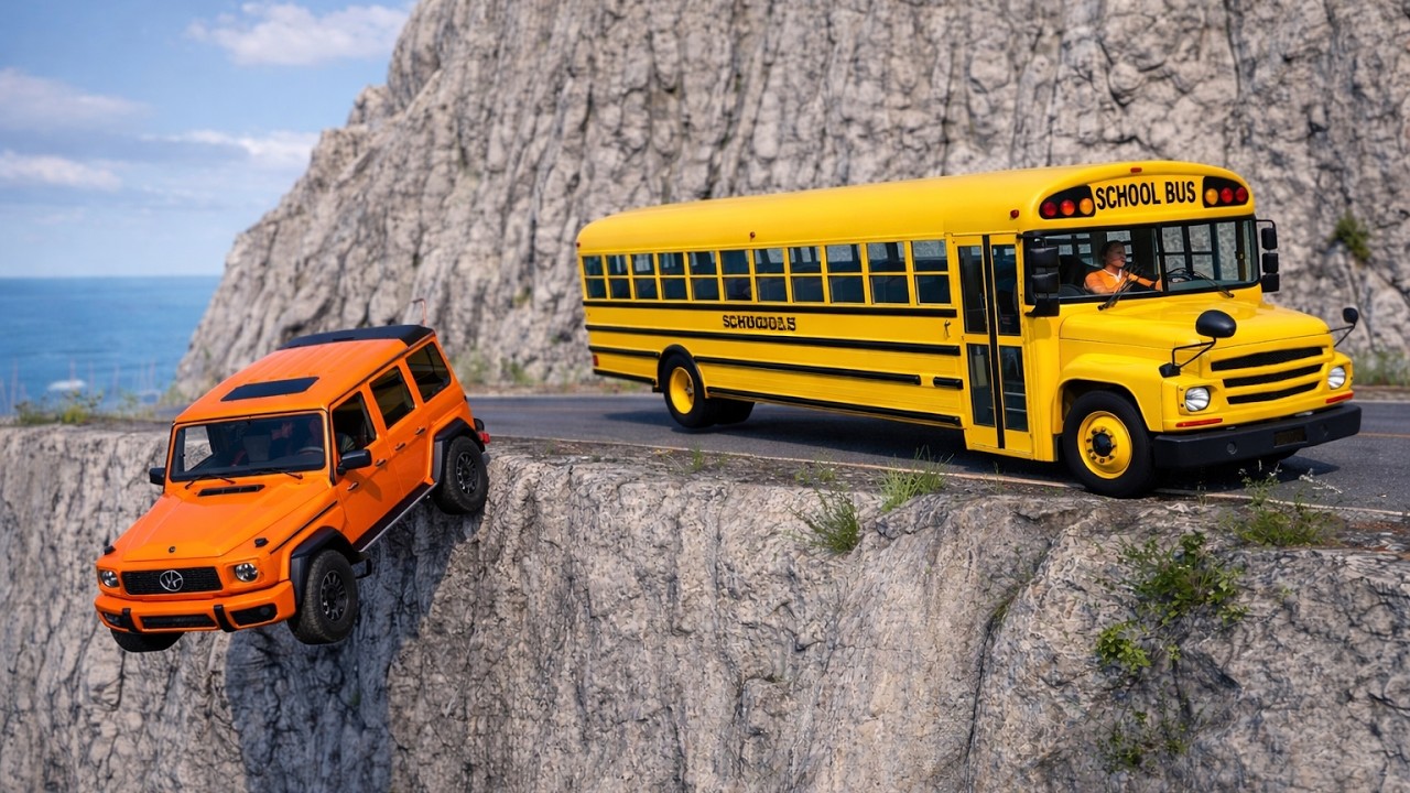School Bus Hanging Over The Cliff Of Death😱 | BeamNG.drive