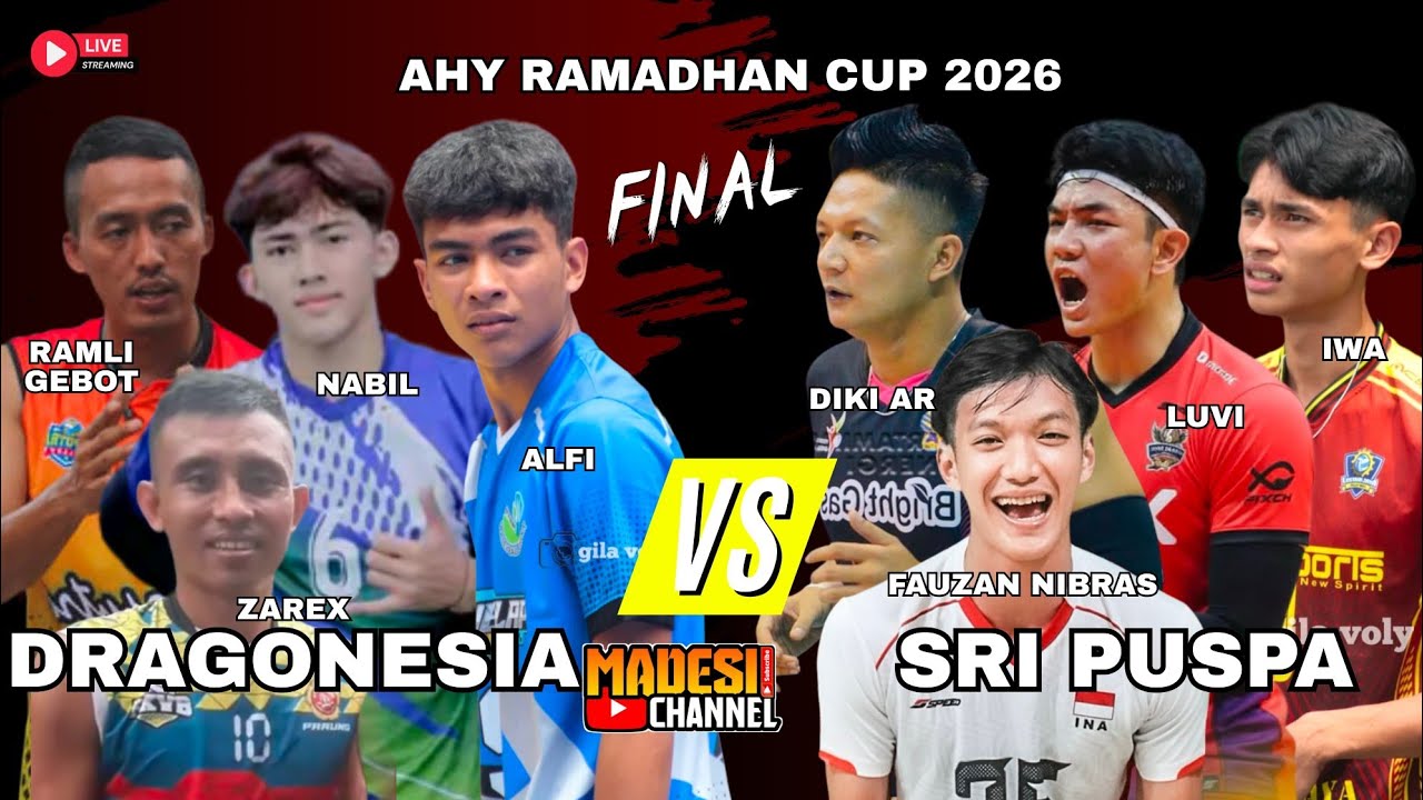 LIVE! BOLA VOLI | LUVI,DIKI AR,IWA,NIBRAS(SRIPUSPA) VS ALFI,NABIL,RAMLI GEBOT,ZAREX(DRAGONESIA)