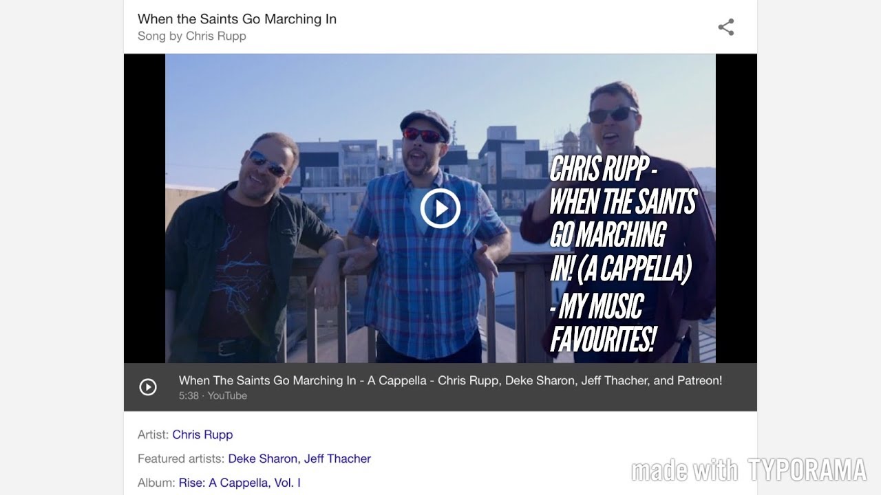 Chris Rupp, Jeff Thacher, Deke Sharon, Patreon When The Saints Go Marching In! A Cappella