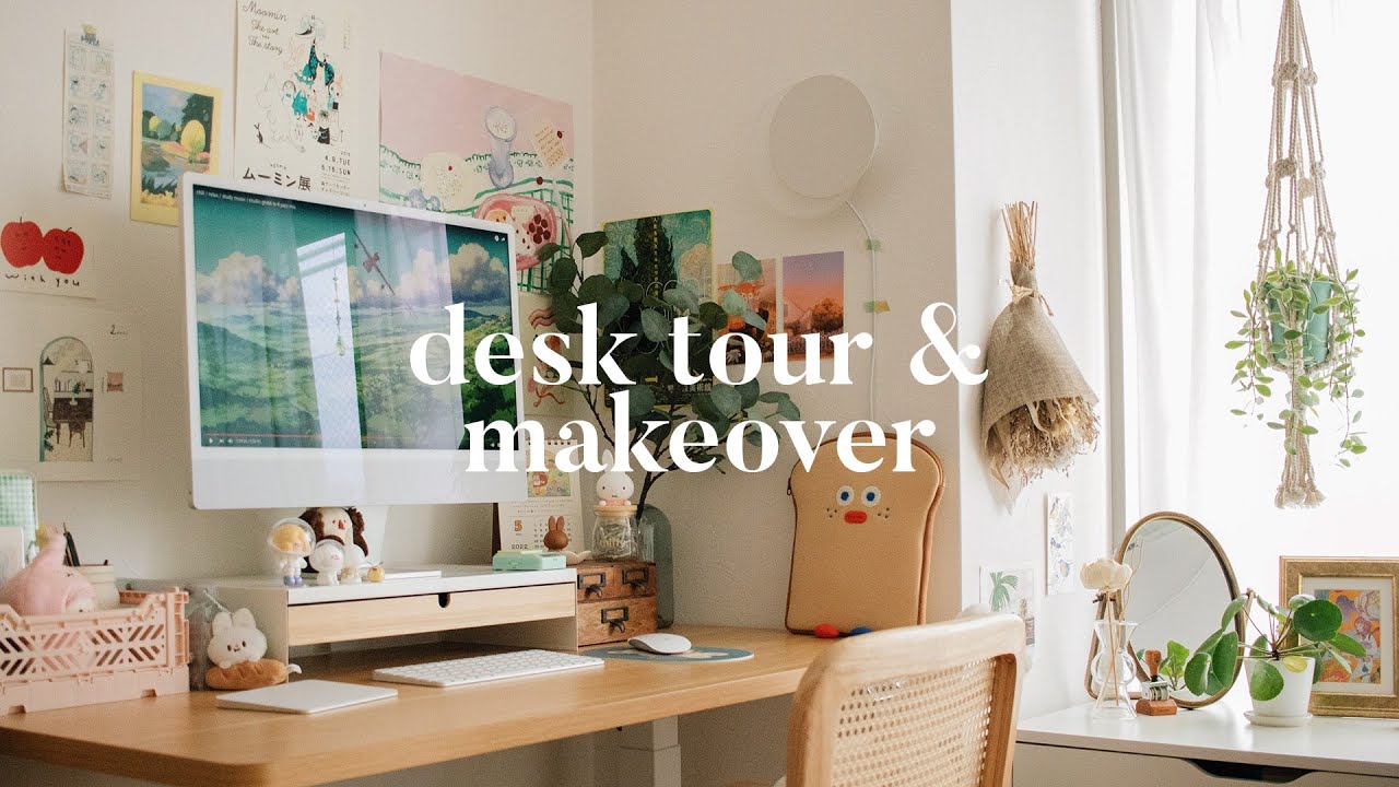 【Subtitle】DESK MAKEOVER ☕️ cozy, aesthetic & ergonomic 🍃 illustrator's home office in Japan