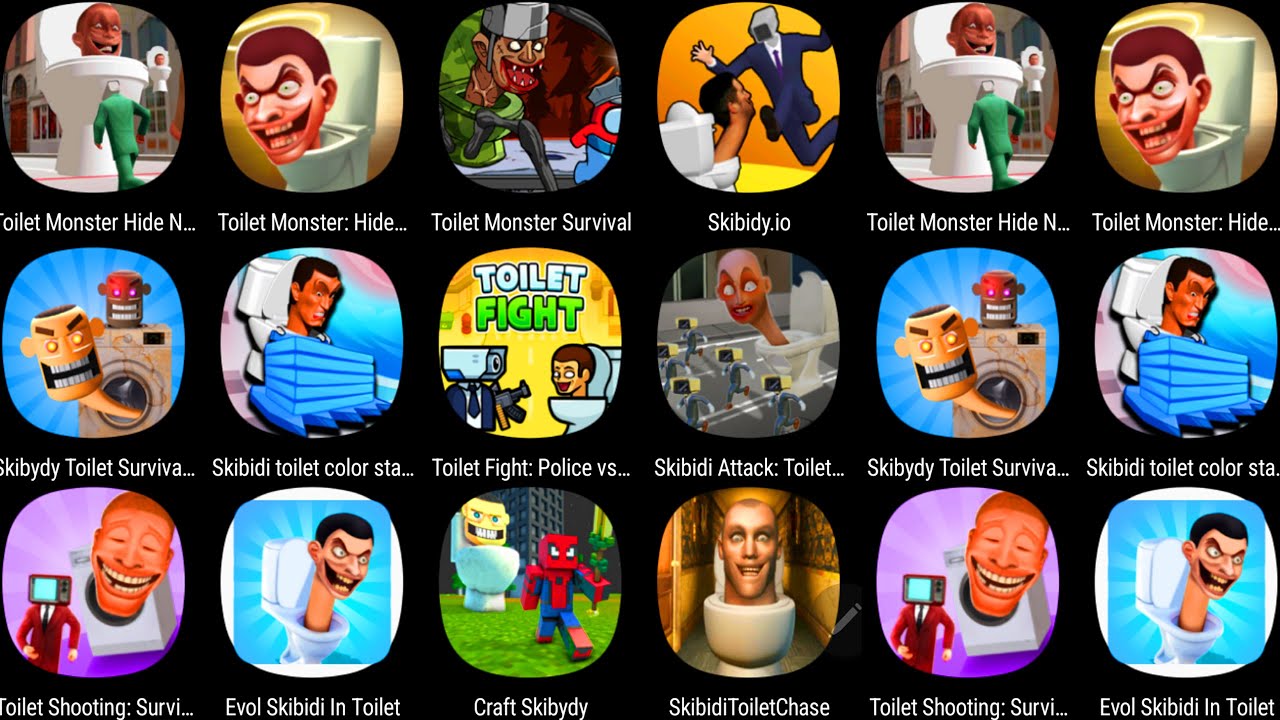 Skibidy.io,Toilet Monster Hide N Seek,Skibidi Toilet Color Stack,Skibidi Attack,Skibidi Toilet Chase