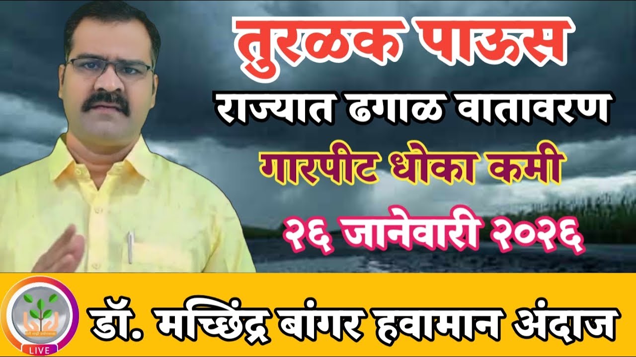 महाराष्ट्रात तुरळक पाऊस | ढगाळ वातावरण | गारपीट धोका कमी होतोय@MachhindraBangar