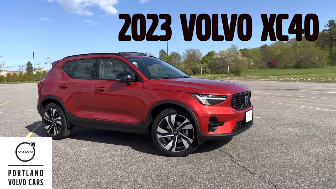 Fusion Red Metallic 2023 Volvo XC40 in the Dark Theme / Walkaround with Heather