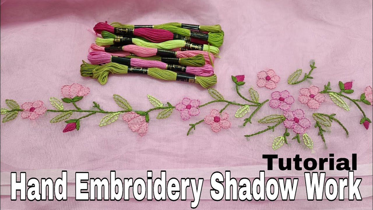Hand Embroidery Shadow Work Tutorial for Beginners | Silky Kotta Flower Bunch Embroidery Saree