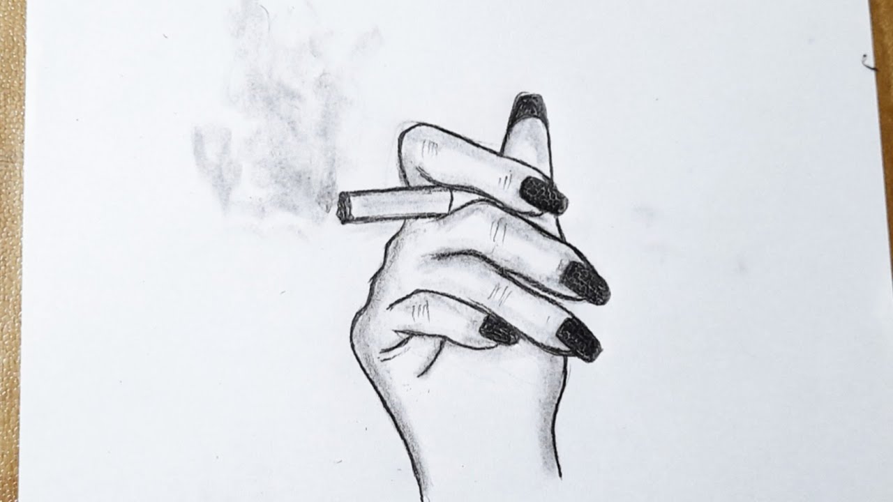How to draw a hand with cigarette || Hand drawing step by step || Pencil sketch
