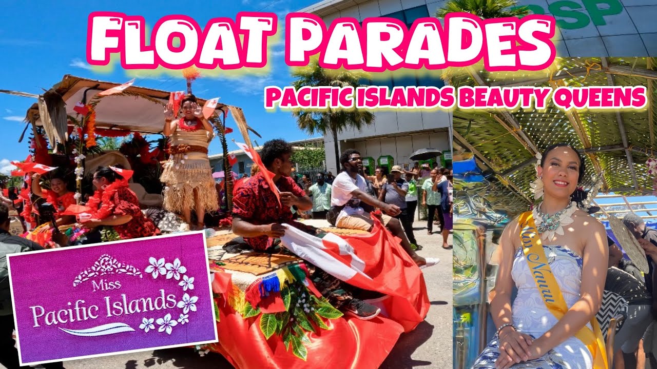MISS PACIFIC ISLANDS BEAUTY QUEENS FLOAT PARADE AROUND HONIARA