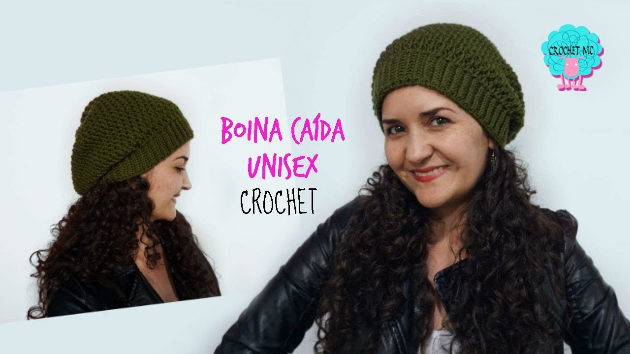 Boina caída unisex a crochet - todas las tallas