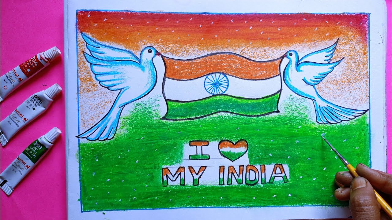 Independence day drawing 🇮🇳 15th August special drawing Easy step by step  👍