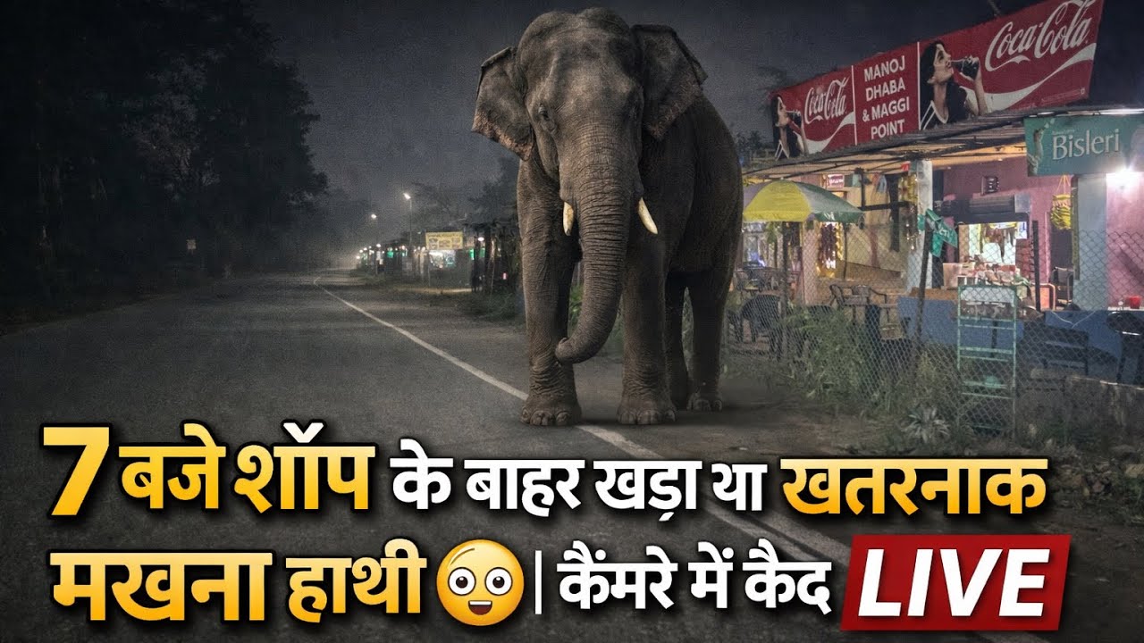 शाम 7 बजे शॉप के पास आया खतरनाक मखना हाथी 😱 | 