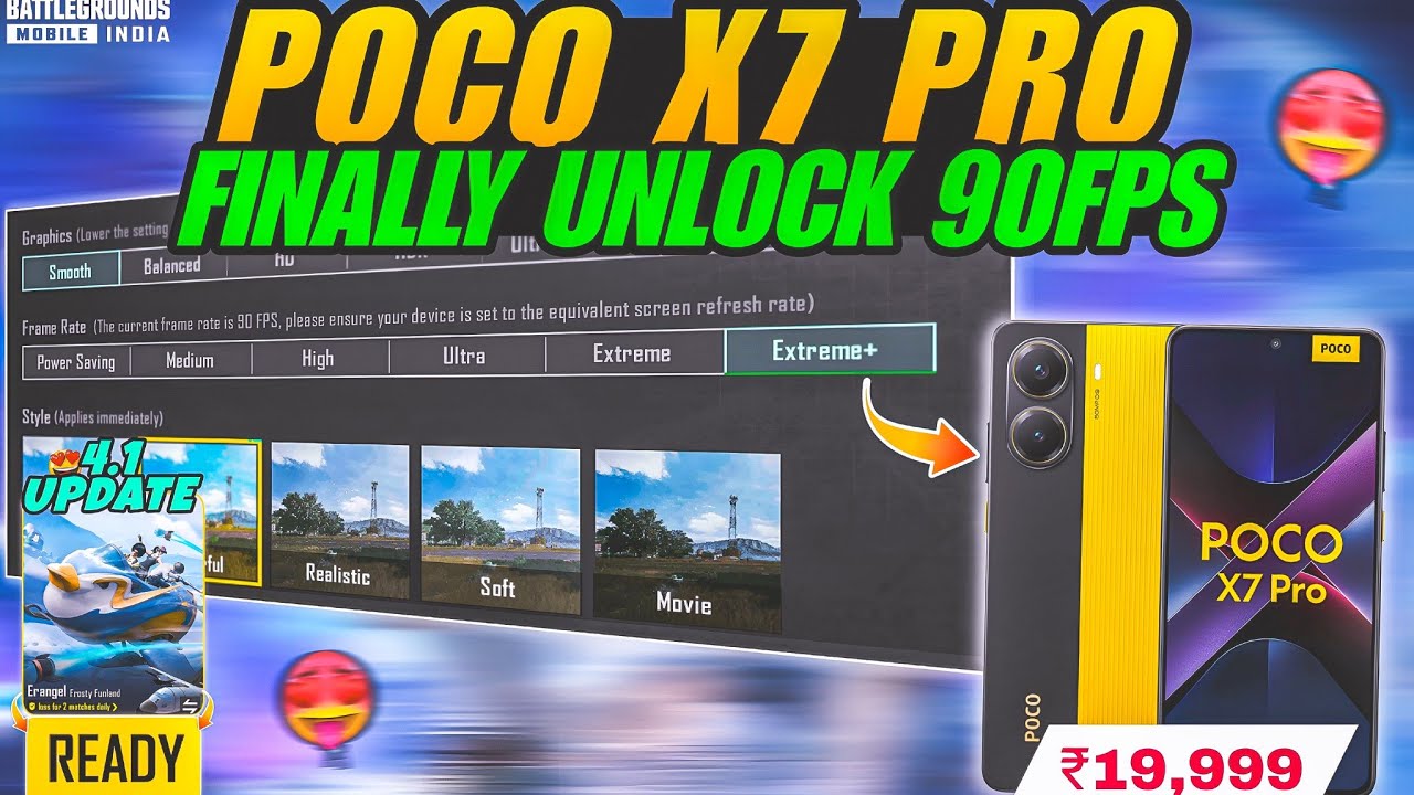 🔥POCO X7 Pro 5G BGMI Test Update 4.1 with Fps Meter - Unlock 90fps
