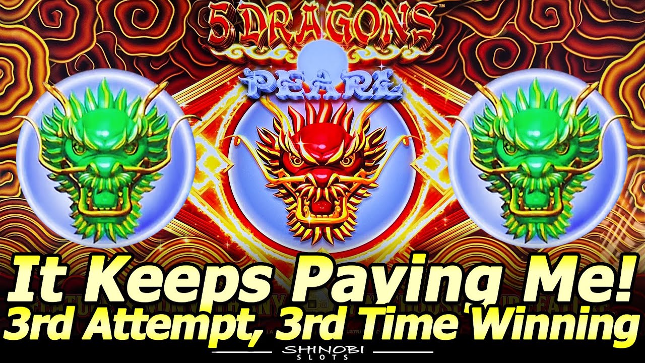 This Slot Keeps Paying Me! 3rd Attempt, 3rd BIG WIN in NEW 5 Dragons Pearl slot machine at Yaamava!