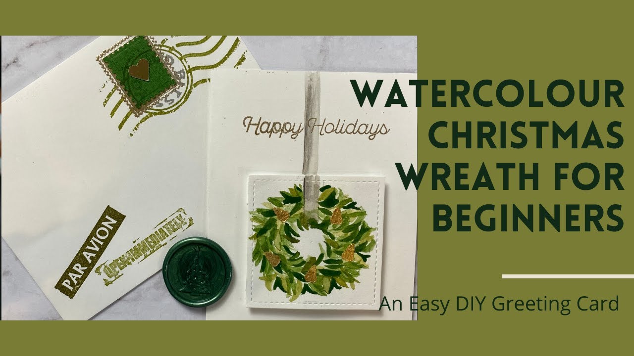 Watercolour Christmas Wreath for Beginners//An Easy Christmas Card Tutorial
