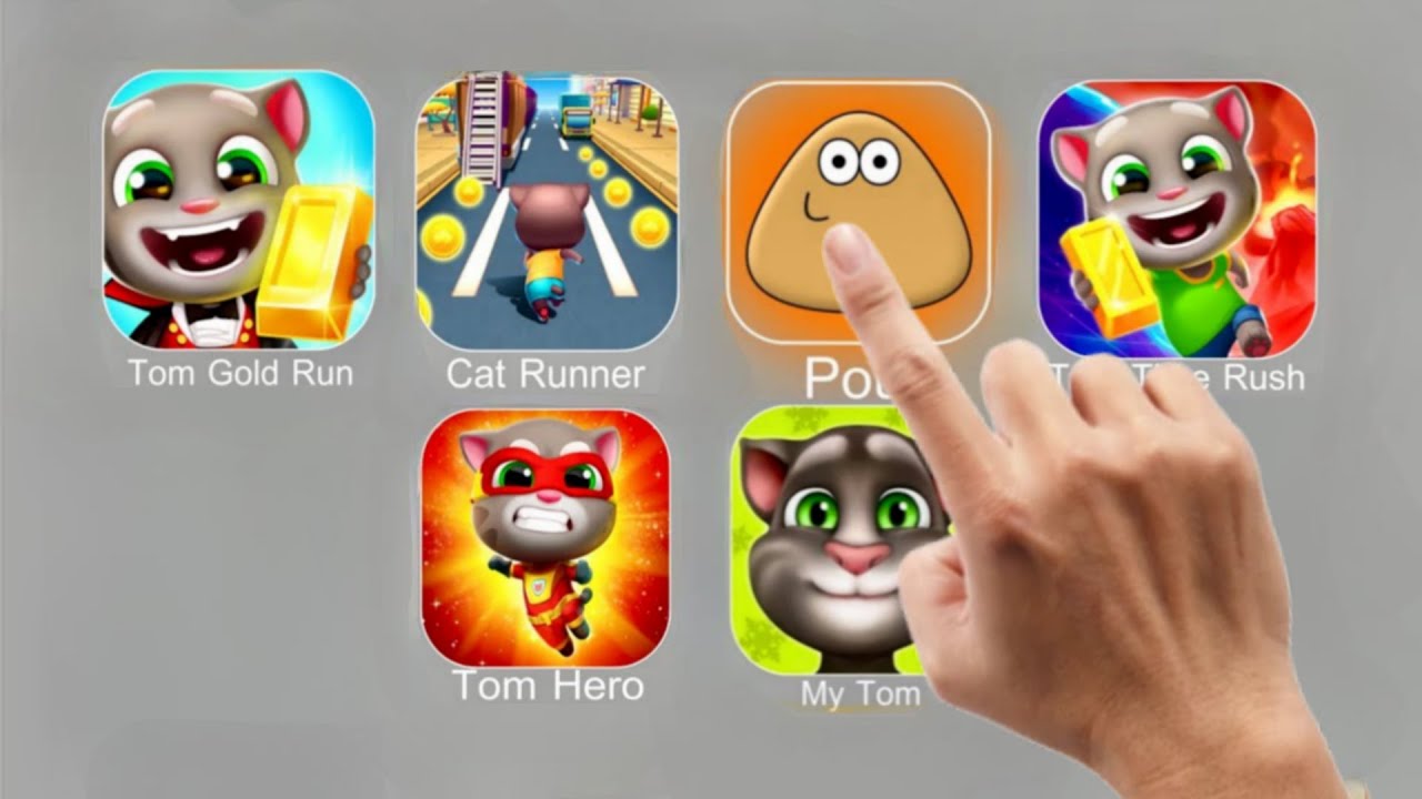My Angela 2, Cat Runner, Pou, Tom Time Rush, Tom Hero, My Tom.