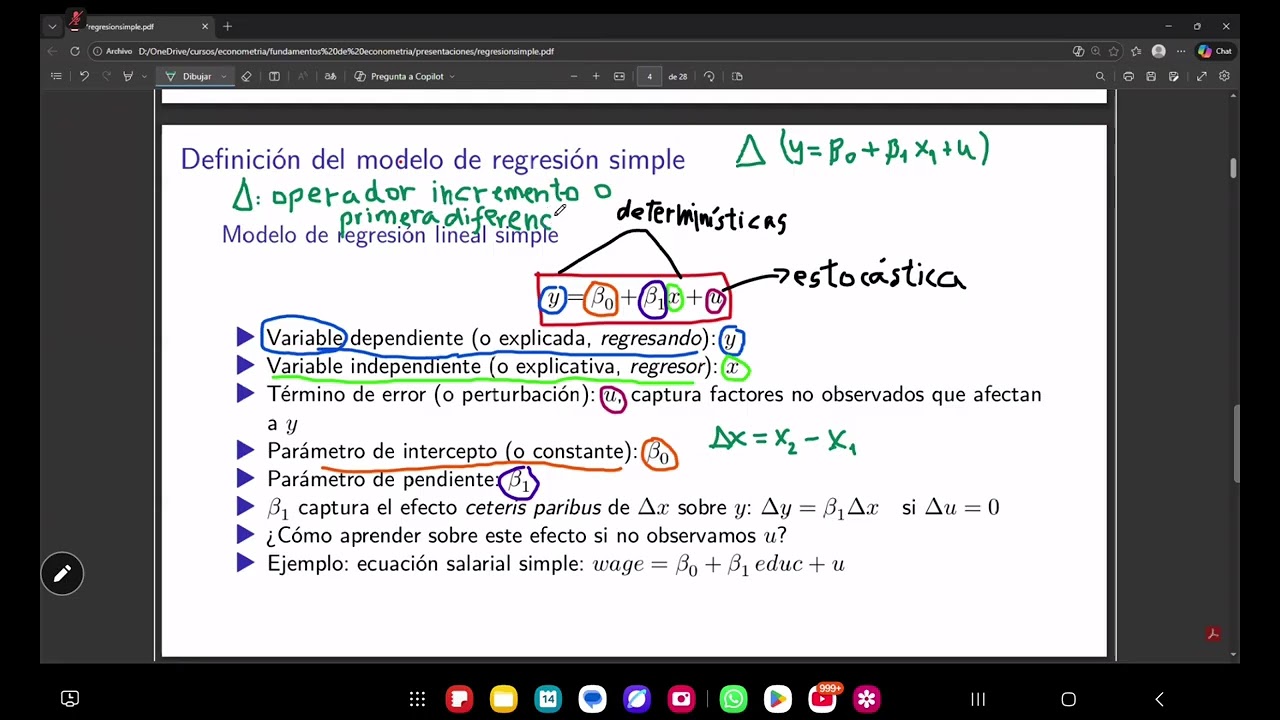 Modelo de regresión lineal simple profesor Rodas curso: Econometría I 