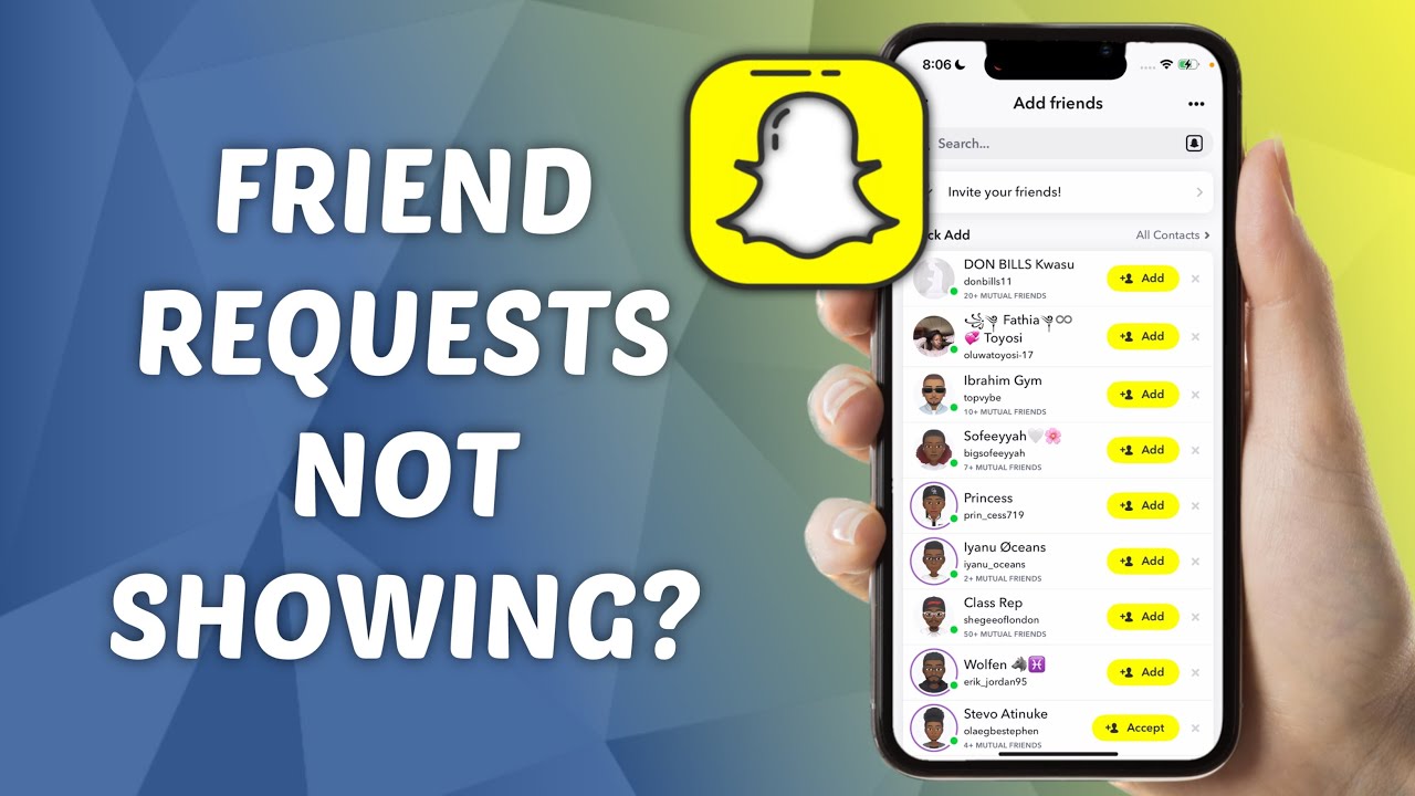 Как исправить неотображение запросов на добавление в друзья в Snapchat