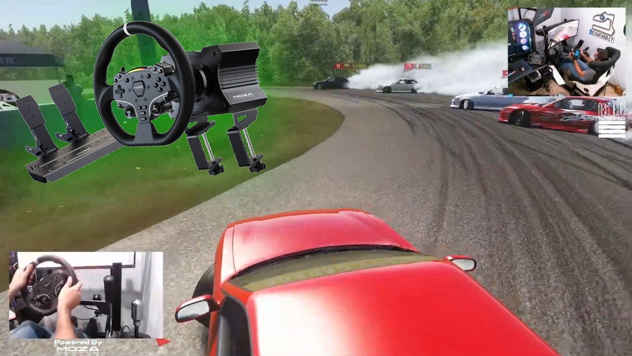 Tandems with only 2 pedals !! - NO CLUTCH / NO HANDBRAKE - MOZA R5 Drifting