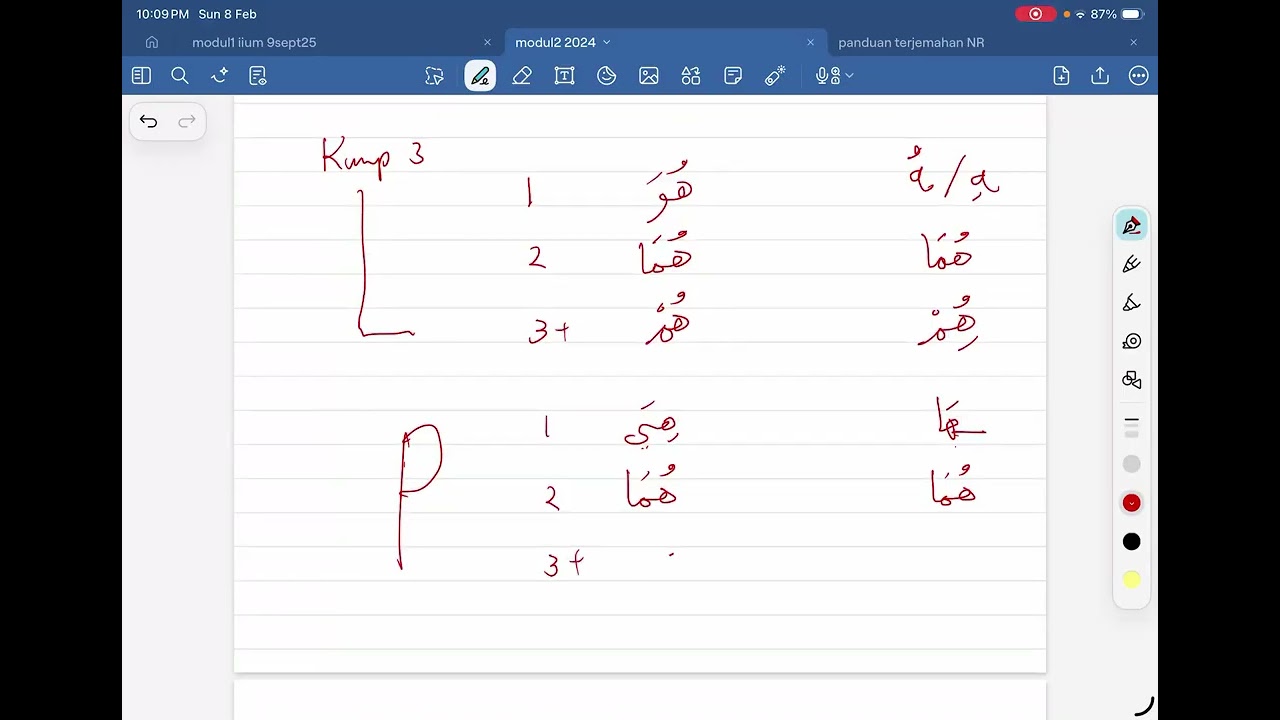 Bahasa Arab Nahu (Harfiyyah) AHAD, 20 Syaaban 1447@8 Februari 2026, Cik Suhana Sulong