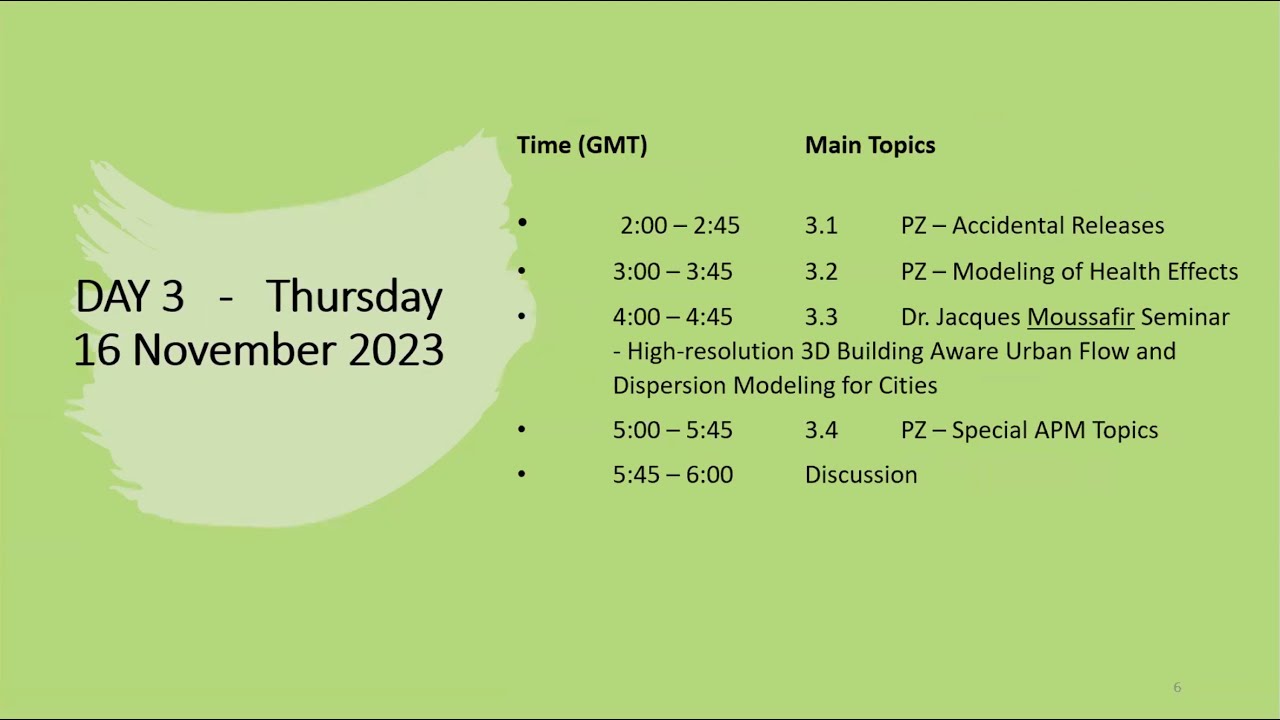 Short Course on Introduction to Air Pollution Modeling - Day 3 (Zannetti 2023, WIT)