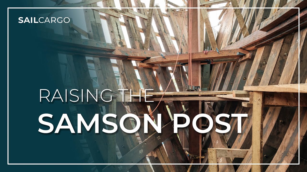 Поднятие столба Самсона — строительство «Сейбы», крупнейшего в мире деревянного парусного грузово...