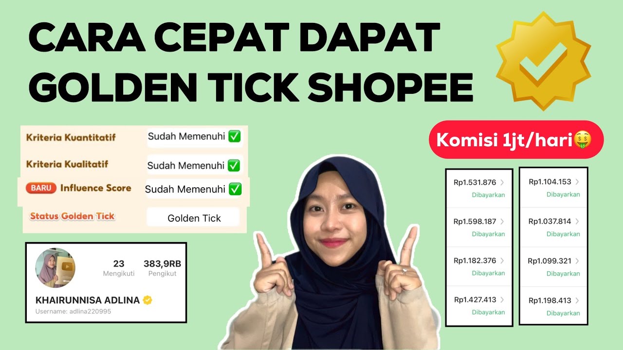 CARA DAPAT GOLDEN TICK SHOPEE & KOMISI 1 JUTA PERHARI