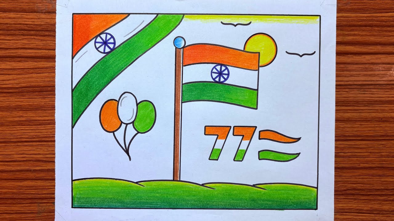Republic Day Drawing / How to Draw Republic Day Poster / Flag Drawing / Gantantra Divas Poster 