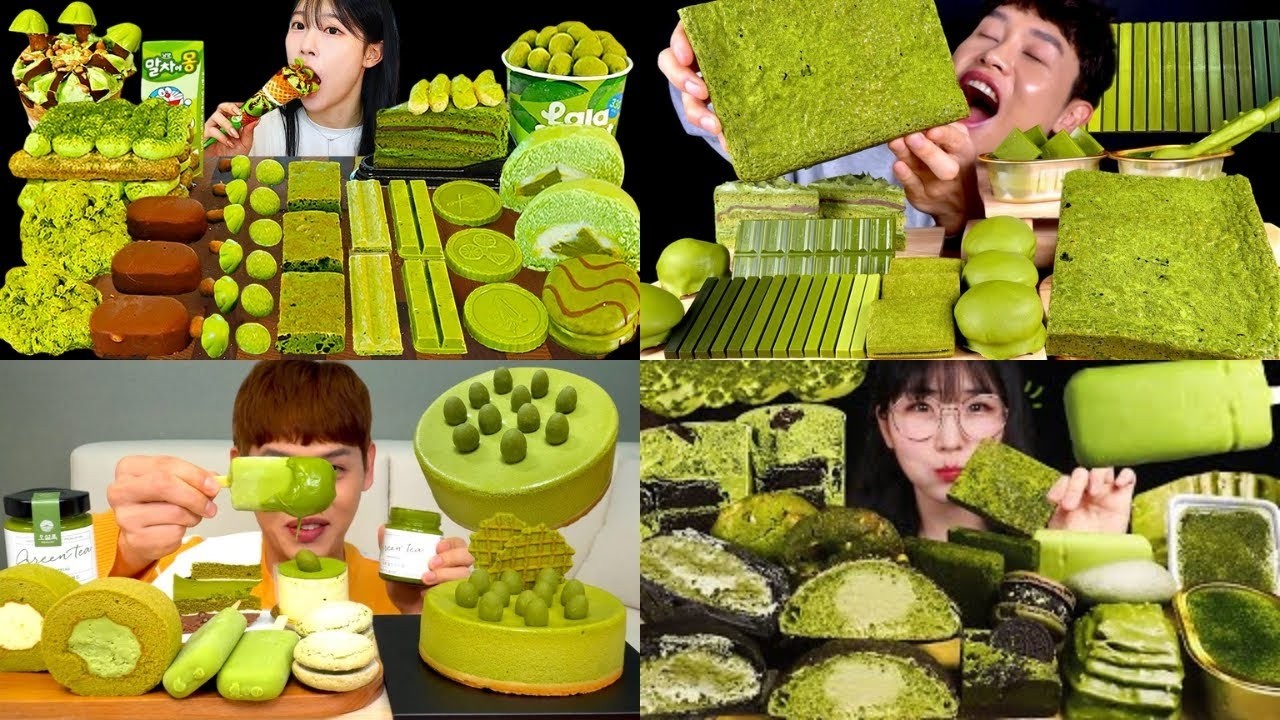 💚YUMMY MATCHA + GREEN TEA DESSERTS 🍵   BIG BITE ASMR MUKBANG COMPILATION 😍 1080p