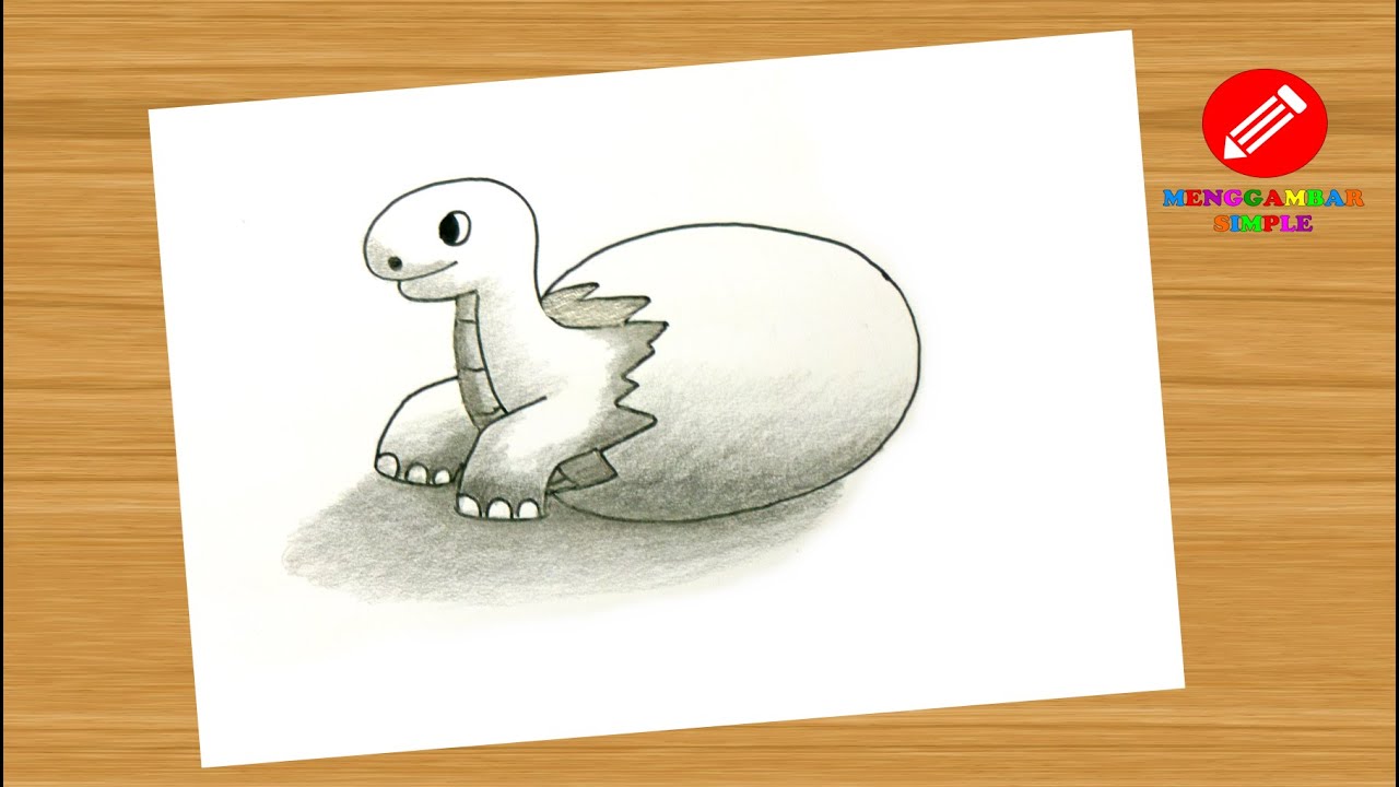 Gambar Teknik Arsir Yang Mudah  - Gambar Arsiran 3 Dimensi Dinosurus  - Menggambar Simple