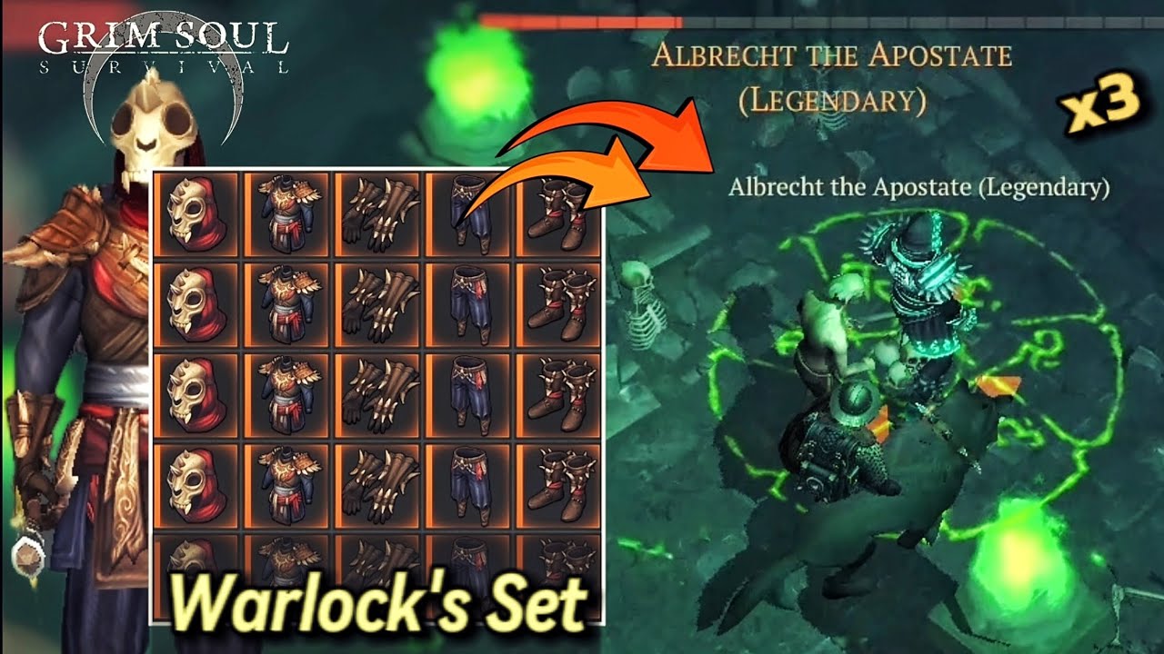 Grim Soul - Farming Warlock's Armor Set In Necromancer Lair Map .