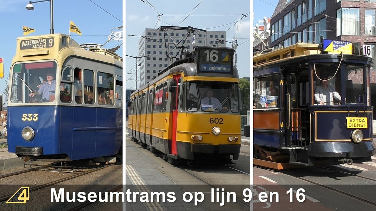 Museumtrams op lijn 9 en 16 Amsterdam - 21 juli 2018