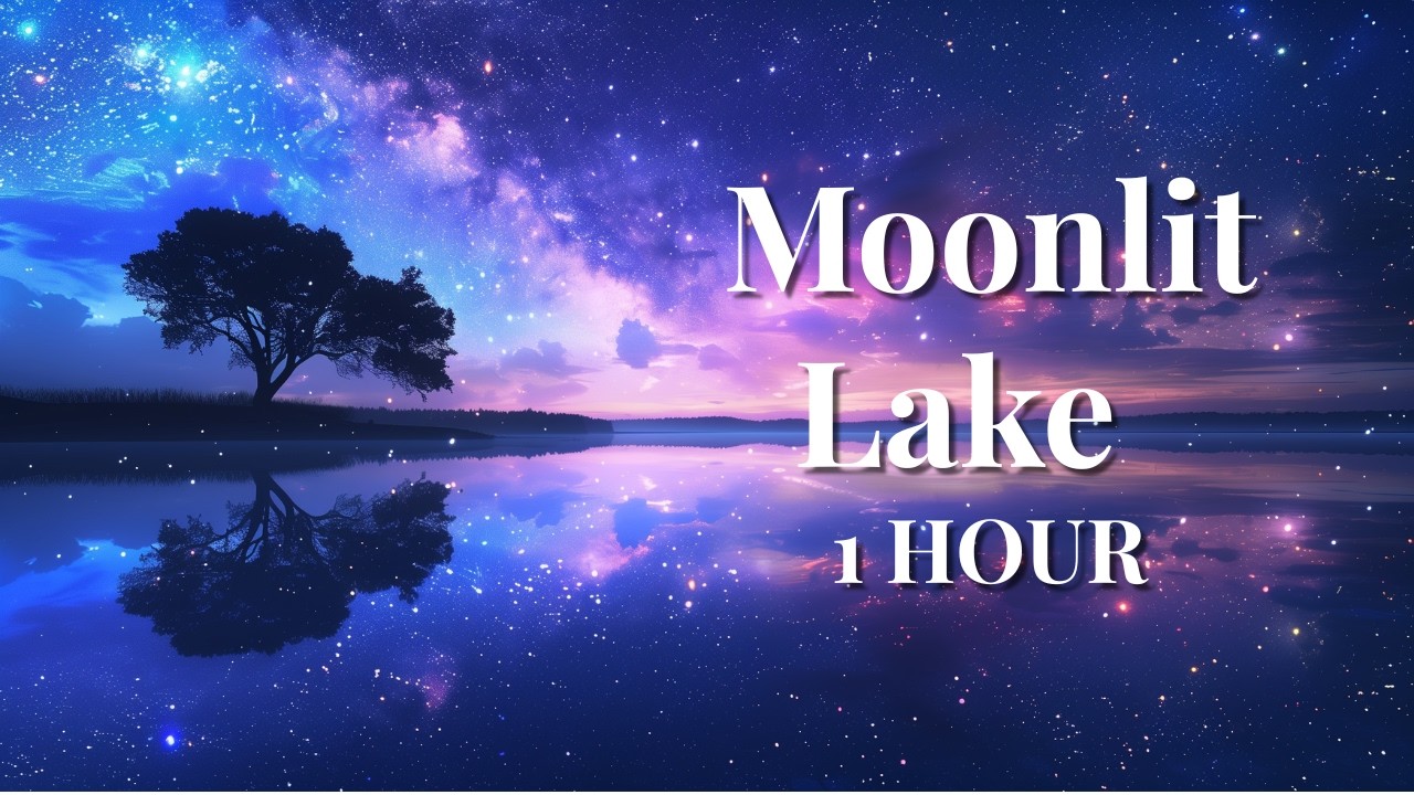Under the Moon by the Lake 🌙 1 Hour Calm Piano & Nature Ambience