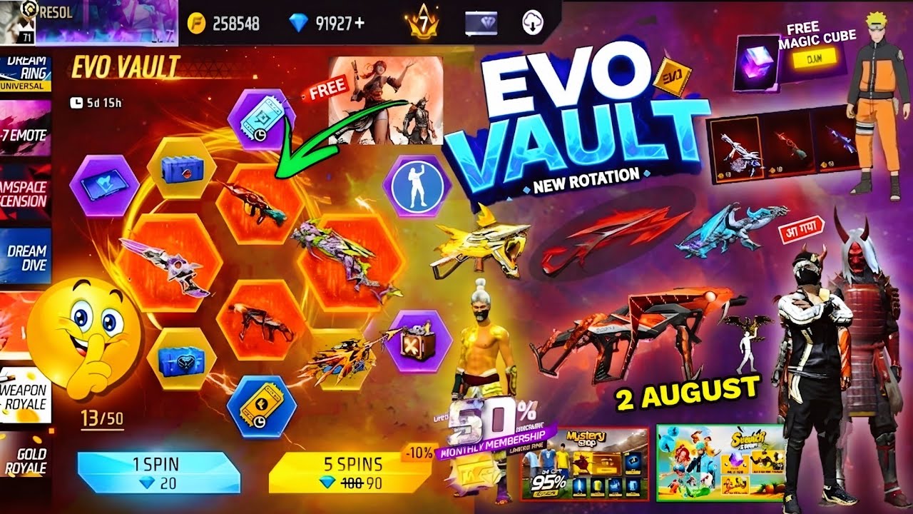 Next Evo Vault Event Free Fire🔥🤯2026 *100% CONFIRM*| 2 August Month Evo Vault Event Evo M1014 Skin