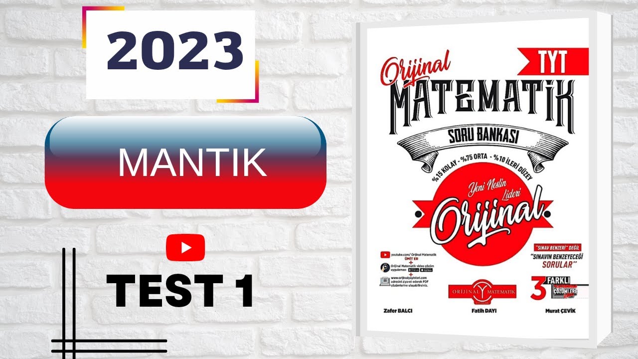 MANTIK  TEST 1-2023 TYT MATEMATİK SORU BANKASI(ÜMİT ER)#orjinaltytmatematik#2023