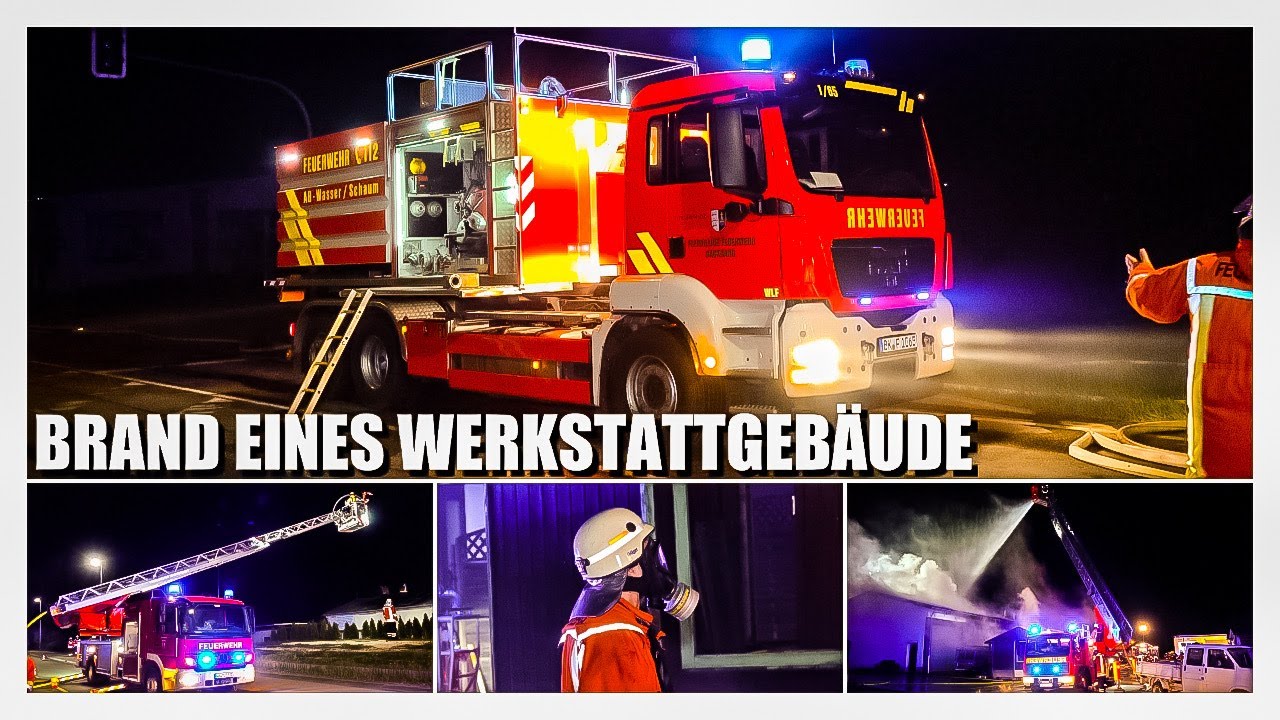 🔥 Brand eines Werkstattgebäude 🚒 Feuerwehr Oppenweiler, Backnang & Murrhardt im Löscheinsatz + 2 DLK