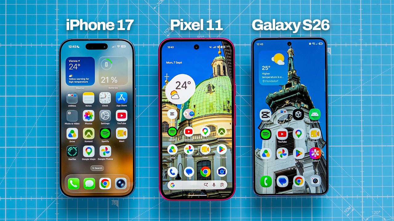 Pixel 11 против Galaxy S26 против iPhone 17: камера, аккумулятор, производительность!