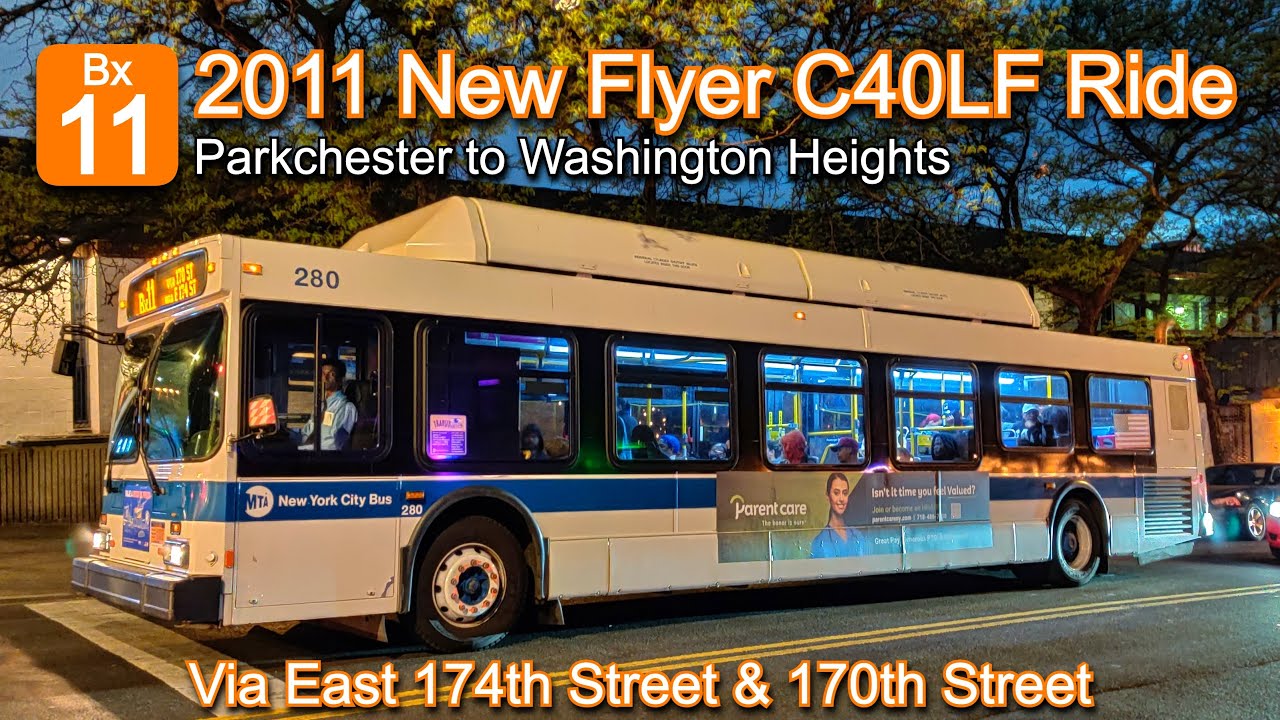 NYCT Bx11 Bus Ride: 2011 New Flyer C40LF 310 from Parkchester to Washington Heights (via E 174 St)