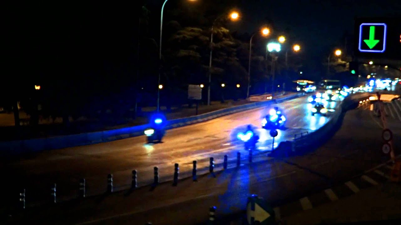 Escolta (motorcade/ konvoi/ escort) del presidente de Perú en Madrid