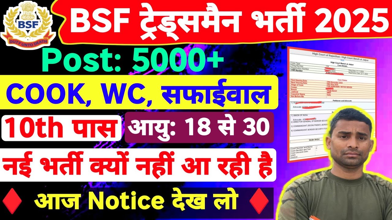 BSF Constable New Vacancy 2025😍 BSF Tradesman New Vacancy 2024 !! BSF New Vacancy 2024 Big News 💥