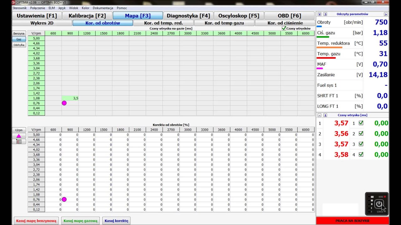 Alex Optima Nano ustawienie MAF np.Valvetronic