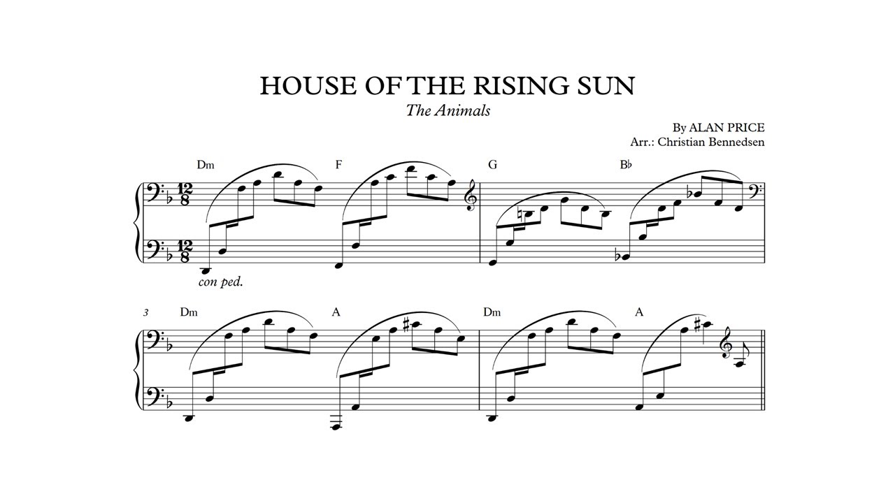 House Of The Rising Sun - Piano