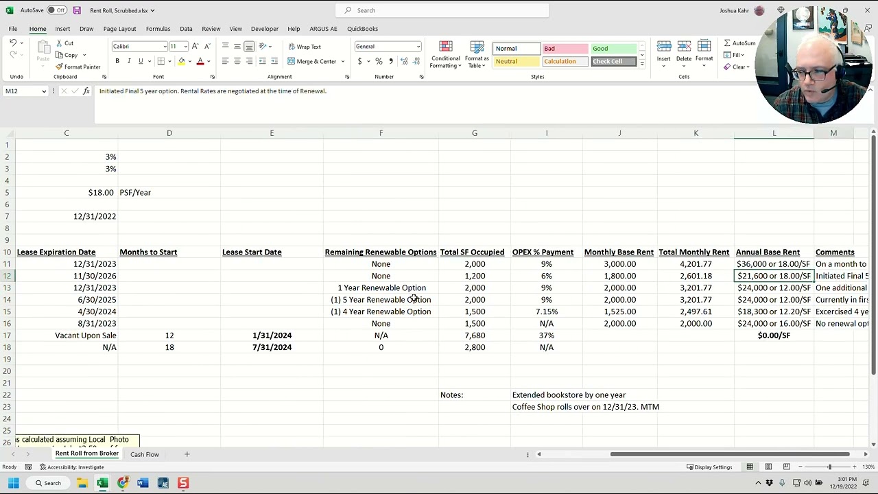 Part 1: A financial model for a retail strip center