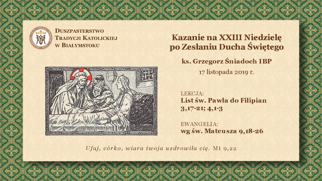 O BAŁWOCHWALSTWIE – ks. Grzegorz Śniadoch IBP – 17 listopada 2019 r.