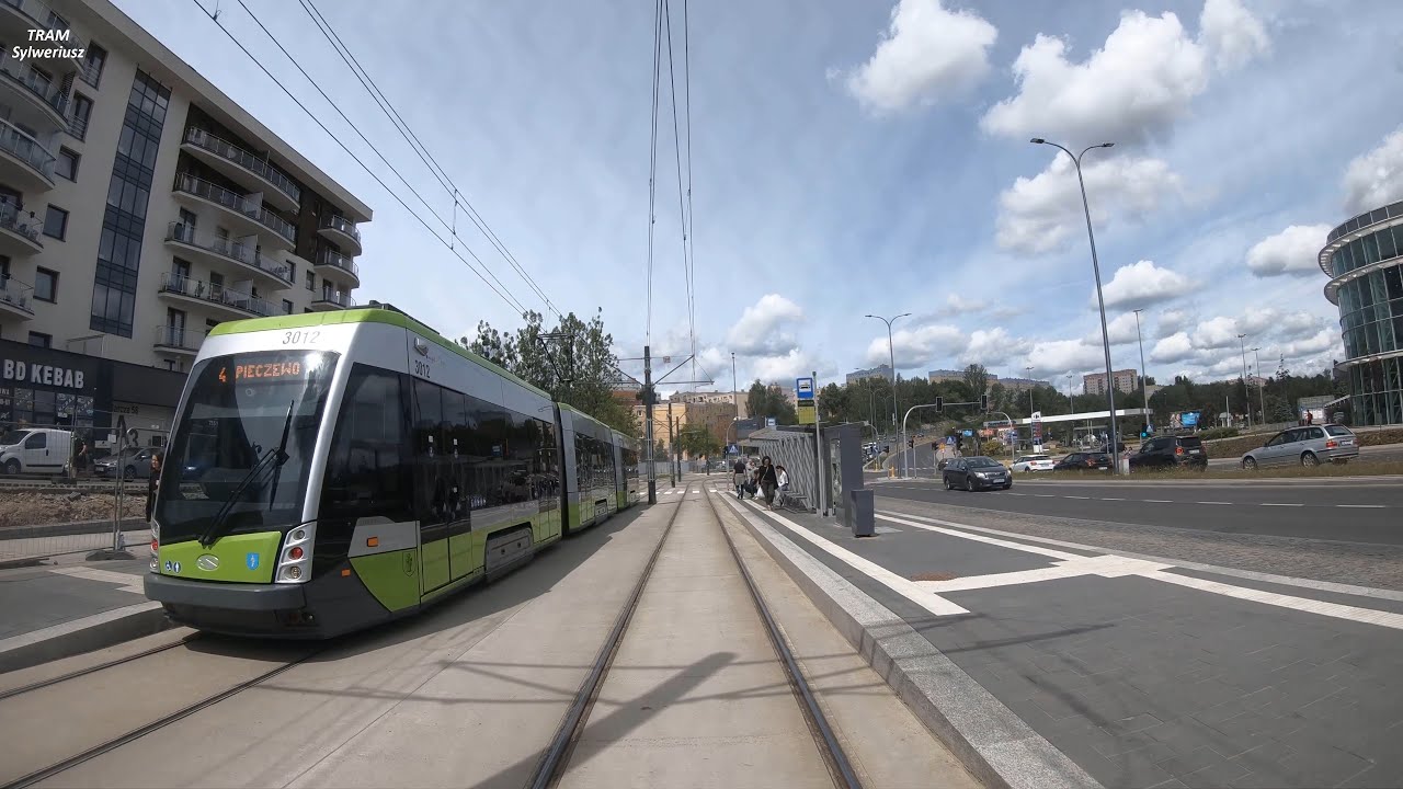 CABVIEW. Tramwaje Olsztyn. Linia 4 Pieczewo - Dworzec Główny./Tram line 4 in Olsztyn (Poland). 4K