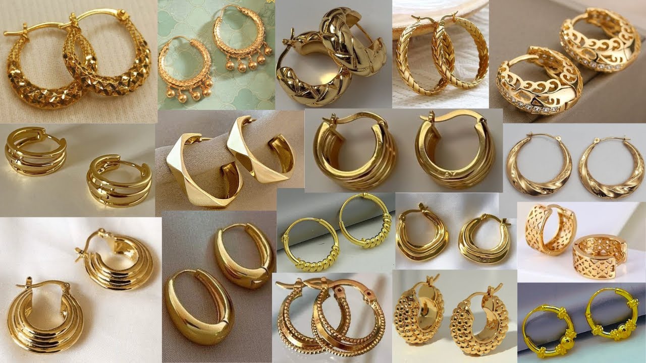 Latest gold hoop earrings with Price l gold bali earrings l light weight gold earrings...