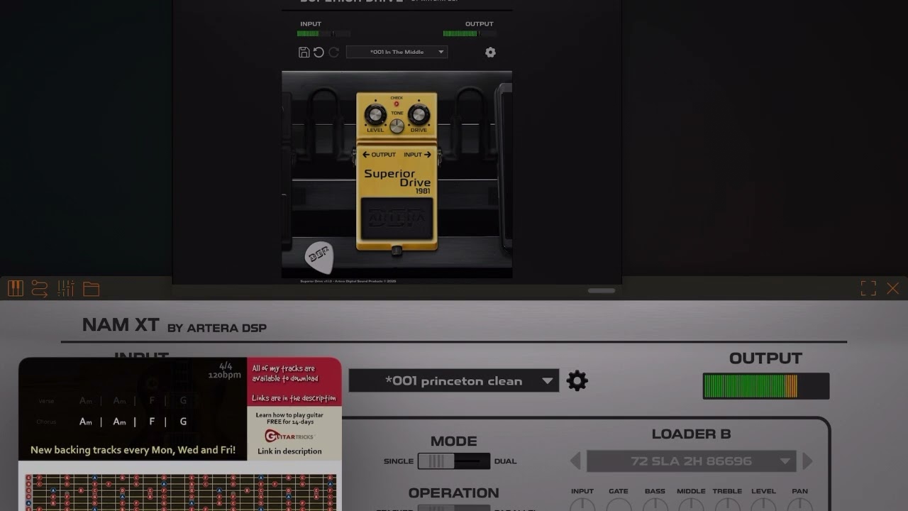 @arteradsp #namxt#superiordrive demo (JTM45 amp profile).with backing track.