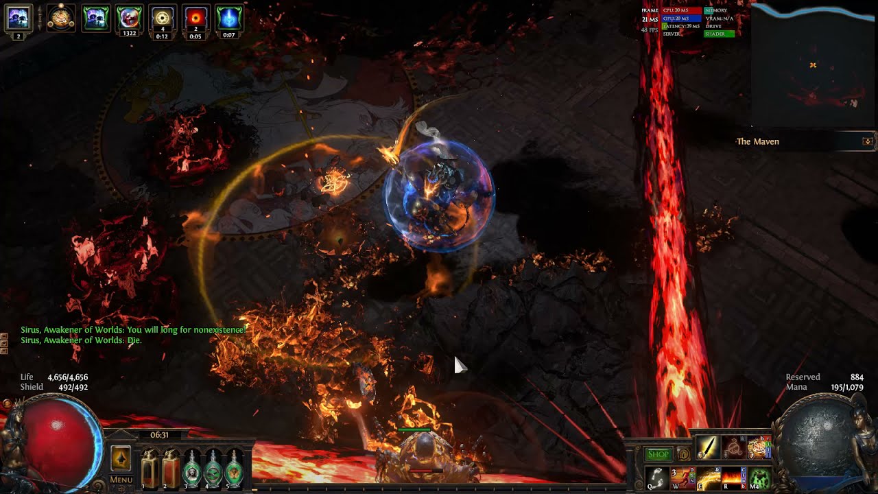 Path of Exile 3.16 Armageddon brand Ignite vs Sirus A8  starter/budget